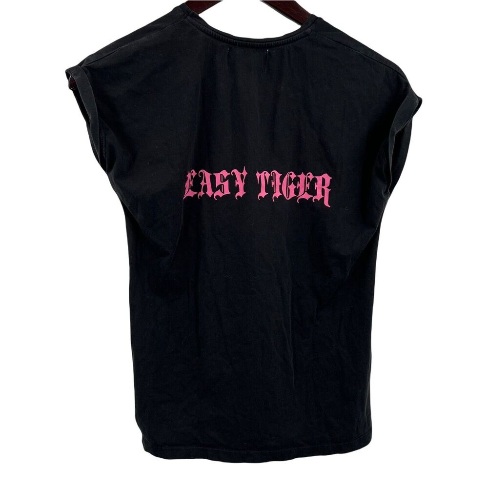 Joseph‎ Ekstrom for NA-KD Easy Tiger Back Print Black Tee Shirt Size XS